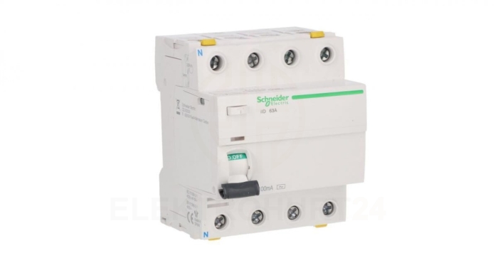 Wyłącznik różnicowo-prądowy iID 4P 63A 100mA typ AC A9Z12463