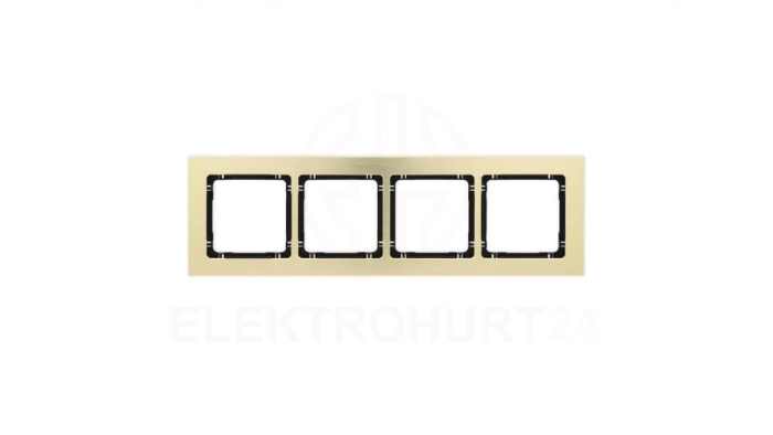 DECO Ramka uniwersalna poczwórna - aluminium szczotkowane (ramka: kolor mosiężny spód: czarny) 8-12-DRA-4