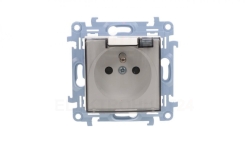 Simon 10 Gniazdo pojedyncze IP44 z uszczelką z przesłonami torów prąd. klapka w kolorze transparentnym, szybkozłącza, biały 16A.