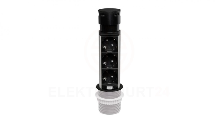 Gniazdo meblowe do zabudowy 3 złącza wtyczkowe 2xUSB A schuko GMZ/S-5 W-72013