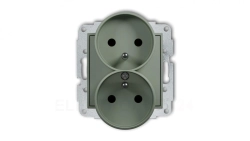 MINI Mechanizm gniazda podwójnego do ramki z uziemieniem 2x(2P+Z) (przesłony torów prądowych) szałwiowy 61MGPR-2zp