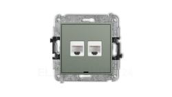 MINI Mechanizm gniazda komputerowego podwójnego 2xRJ45, kat. 5e, 8-stykowy, bez pola opisowego szałwiowy 61MGKBO-2