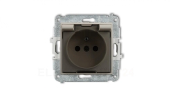 MINI Mechanizm gniazda bryzgoszczelnego z uziemieniem 2P+Z (klapka dymna, przesłony torów prądowych) taupe 60MGPB-1zdp