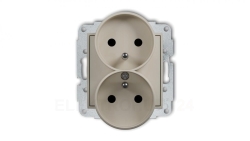 MINI Mechanizm gniazda podwójnego do ramki z uziemieniem 2x(2P+Z) (przesłony torów prądowych) taupe 60MGPR-2zp