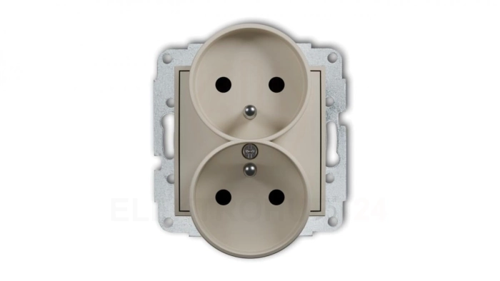 MINI Mechanizm gniazda podwójnego do ramki z uziemieniem 2x(2P+Z) (przesłony torów prądowych) taupe 60MGPR-2zp