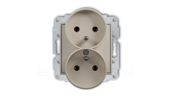 MINI Mechanizm gniazda podwójnego do ramki z uziemieniem 2x(2P+Z) (bez przesłon torów prądowych) taupe 60MGPR-2z