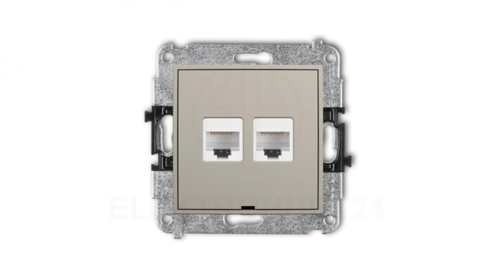 MINI Mechanizm gniazda komputerowego podwójnego 2xRJ45, kat. 5e, 8-stykowy, bez pola opisowego taupe 60MGKBO-2