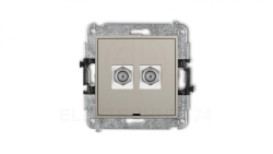 MINI Mechanizm gniazda antenowego podwójnego typu F (SAT) niklowany, bez pola opisowego taupe 60MGFBO-2