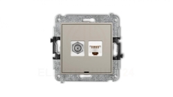 MINI Mechanizm gniazda antenowego poj. typu F (SAT) + gniazda komp. poj. 1xRJ45, kat. 5e, 8-stykowy, bez opisu taupe 60MGFKBO-1