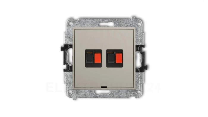 MINI Mechanizm gniazda głośnikowego podwójnego, bez pola opisowego taupe 60MGGBO-2
