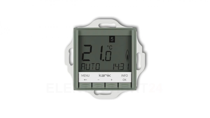 MINI Mechanizm uniwersalnego elektronicznego tygodniowego regulatora temperatury (podświetlenie niebieskie) szałwiowy 61MRT-3.2