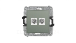 MINI Mechanizm gniazda antenowego podwójnego typu F (SAT) niklowany, bez pola opisowego szałwiowy 61MGFBO-2