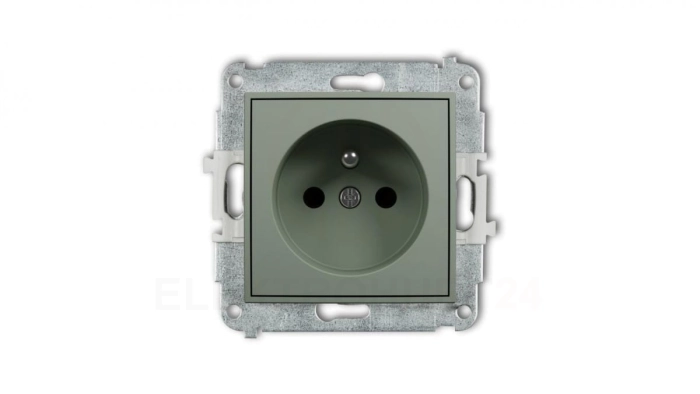 MINI Mechanizm gniazda pojedynczego z uziemieniem 2P+Z (przesłony torów prądowych) szałwiowy 61MGP-1zp