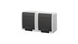 AQUANT 2K gniazdo natynkowe podwójne z uziemieniem 2x2P+Z IP55 szary 5042-10