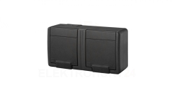 AQUANT 2K gniazdo natynkowe podwójne z uziemieniem 2x2P+Z IP55 antracytowy 5042-17