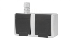 AQUANT 2K gniazdo natynkowe podwójne z uziemieniem 2x2P+Z IP65 szary 5042-65