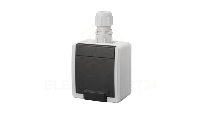 AQUANT 2K gniazdo natynkowe pojedyncze z uziemieniem 2P+Z IP65 szary 5041-65