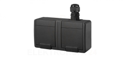 AQUANT 2K gniazdo natynkowe podwójne z uziemieniem 2x2P+Z IP65 antracytowy 5042-67