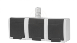 AQUANT 2K gniazdo natynkowe potrójne z uziemieniem 3x2P+Z IP65 szary 5043-65