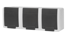 AQUANT 2K gniazdo natynkowe potrójne z uziemieniem 3x2P+Z IP55 szary 5043-10