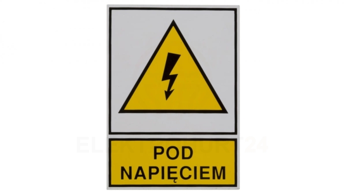 Tabliczka /znak ostrzegawczy/ TZO 52X74S /POD NAPIĘCIEM/ E04TZ-01011110800 /10szt./