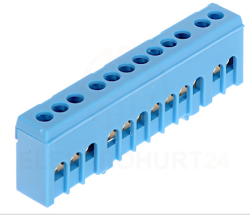 Listwa zerowa izolowana 12-modułowa niebieska LZB-