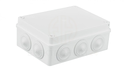 Puszka n/t hermetyczna 190x140x70 10 dławików IP65 biała S-BOX 406B