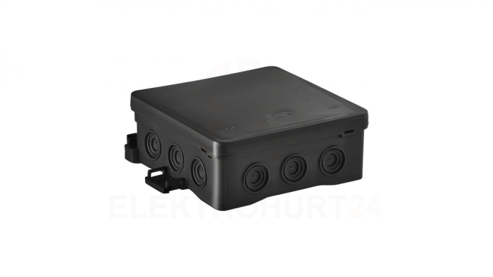 Puszka naścienna 75x40x75mm z dławnicą zintegrowaną samozatrzaskowa, bezhalogenowa, seria FASTBOXiHOOK czarna IP54 NS5 35360107