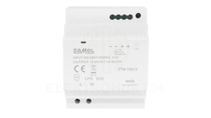 Zasilacz impulsowy montowany na szynie TH-35 (DIN) 100W 12V DC typ: ZTM-100/12 EXT10000285