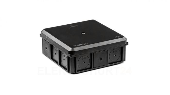 Puszka naścienna 90x37x90mm IP55 z dławnicami z wkrętem czarna NSW90x90 35418707