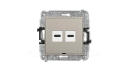 MINI Mechanizm ładowarki USB podwójnej 2xUSB C, 20W max., bez pola opisowego taupe 60MCUSBBO-7