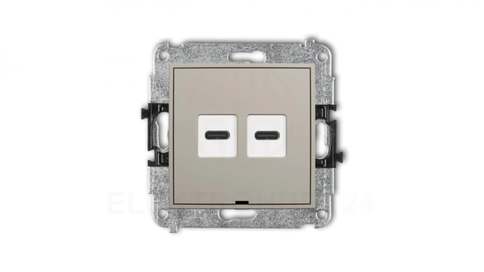 MINI Mechanizm ładowarki USB podwójnej 2xUSB C, 20W max., bez pola opisowego taupe 60MCUSBBO-7
