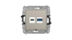 MINI Mechanizm ładowarki USB podwójnej USB C + USB A, 20W max., bez pola opisowego taupe 60MCUSBBO-8
