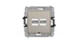 MINI Mechanizm ładowarki USB podwójnej 2xUSB A, 15,5W max., 5V, 3.1A, bez pola opisowego taupe 60MCUSBBO-6