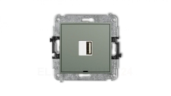 MINI Mechanizm ładowarki USB pojedynczej USB A, 10W max., 5V, 2A, bez pola opisowego szałwiowy 61MCUSBBO-3