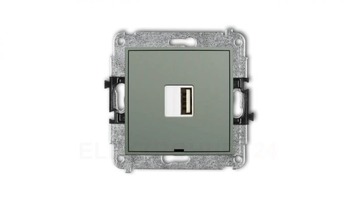 MINI Mechanizm ładowarki USB pojedynczej USB A, 10W max., 5V, 2A, bez pola opisowego szałwiowy 61MCUSBBO-3