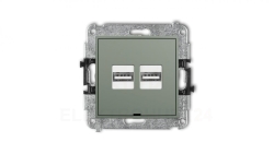 MINI Mechanizm ładowarki USB podwójnej 2xUSB A, 15,5W max., 5V, 3.1A, bez pola opisowego szałwiowy 61MCUSBBO-6