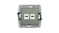 MINI Mechanizm ładowarki USB podwójnej 2xUSB C, 20W max., bez pola opisowego szałwiowy 61MCUSBBO-7