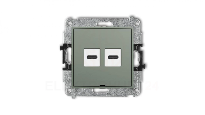 MINI Mechanizm ładowarki USB podwójnej 2xUSB C, 20W max., bez pola opisowego szałwiowy 61MCUSBBO-7