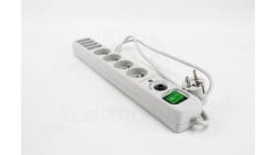 Przedłużacz 8-gniazdowy, 1,5m z filtrem przepięciowym, z wyłącznikiem, 3x1,0mm OWY 25026