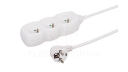 Przedłużacz 3-gniazdowy, 3m biały, 3x1,0mm OWY 34330