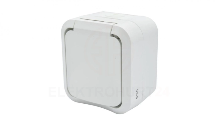 Gniazdo z uziemieniem pojedyncze natynkowe Aqua Pro IP55 białe 60224