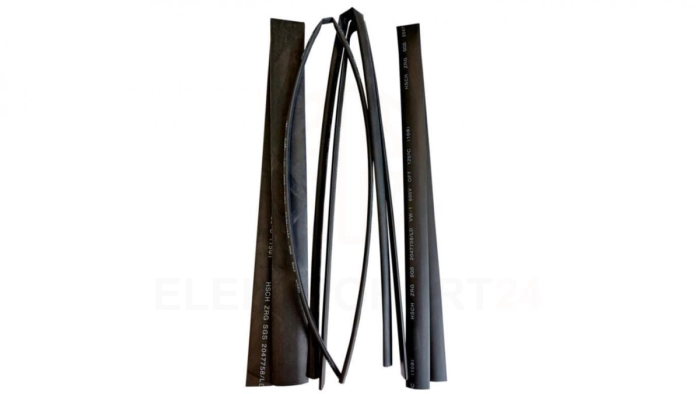 Zestaw rurek termokurczliwych, 3/5/8/10/15-50cm, czarne 08322 /5szt./