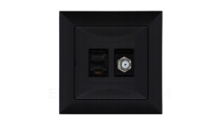 Gniazdo podtynkowe typu F + gn. RJ-45 Pola czarny, 33205