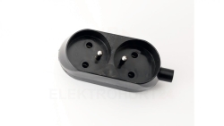 Gniazdo przenośne dwukrotne 16A 2P+Z 250V czarne GN-270