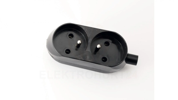 Gniazdo przenośne dwukrotne 16A 2P+Z 250V czarne GN-270