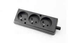 Gniazdo przenośne trzykrotne 16A 2P+Z 250V czarne GN-370