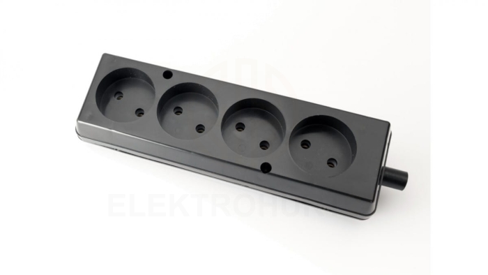 Gniazdo przenośne czterokrotne 16A 2P 250V czarne GN-460