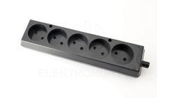 Gniazdo przenośne pięciokrotne 16A 2P 250V czarne GN-560