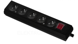 Gniazdo przenośne pięciokrotne 16A 2P+Z 250V z wyłącznikiem czarne GN-570WS